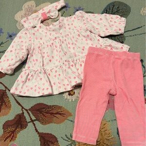 Little Me Pink and White Heart Baby Set